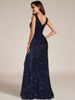 Women's Clothing Dresses Summer Elegant Sequined V Neck Sling Slit Celebrity Banquet Evening Dress_ecoleips.com