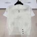 Luxury Women's Mock Two-Piece Knit Top With Crystal Embellishments - Round Neck Short Sleeve Blouse_ecoleips.com