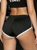 Women White Contrast Black Binding Athletic Shorts Elastic Waist High Cut Slim Fit Workout Shorts Quick Dry Breathable Gym Yoga Running Sport Short_ecoleips.com