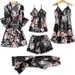 Women's Clothing printed ladies sling sleeping loose comfortable lace five piece home clothes underwear nightgown_ecoleips.com
