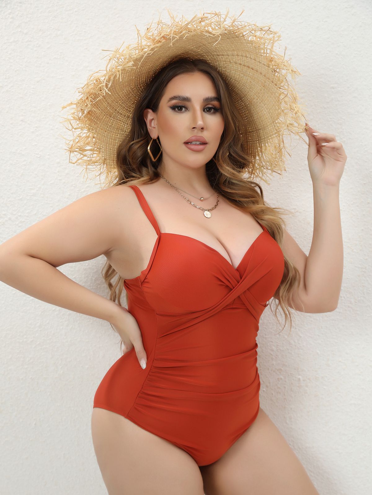 Women's Clothing Large Size Bikini Steel Support Hard Bag Gathered Shoulders Slim Swimsuit_ecoleips.com