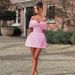 Women’s Sweet Off-Shoulder Jacquard Dress – Butterfly Embellished, Glossy Princess Style (Pink/Black, S-L)_ecoleips.com