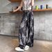 Suitable For All Seasons European Style Jacquard Cotton Wide-Leg For Women French Lazy Loose Straight-Leg Draped Casual Linen Pants_ecoleips.com