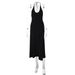 Women's Sexy Low Cut U Neck Halter Neck Tie Backless Dress European American Style Summer New Fashion Clothing_ecoleips.com