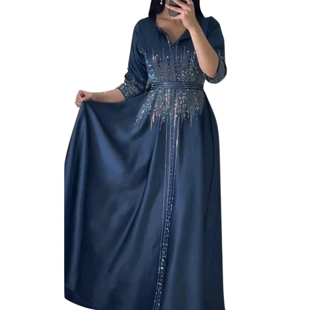 Women’s Clothing Muslim Forged Dress Dress Hot Diamond Style Evening Gown_ecoleips.com
