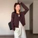 Stunning Striped Knit Cardigan Women, A High-end Early Autumn Korean-style Chic Top For Outerwear_ecoleips.com