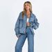 Women's Loose Casual Long Sleeve Denim Jacket Multi Pocket Workwear Spring New Arrival_ecoleips.com