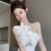 Black Bow Tie Halter Neck Camisole For Women, Stunning Summer Pure Desire Style, Sexy Hot Girl One-shoulder Top, Trendy_ecoleips.com