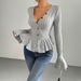 Elegant V-Neck Ruffle Blouse – Flared Sleeve Tunic Top For Women (S-XL, 5 Colors)_ecoleips.com