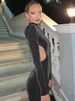 2025 European And American Style Backless Chain Round Neck Long Sleeved Wrap Buttocks TightShortSkirtRetroNostalgic French Dress_ecoleips.com