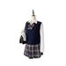 Original JK Uniform Embroidered Solid Color Japanese-style Original Sweater, Knitted Vest, V-neck, School-style,_ecoleips.com