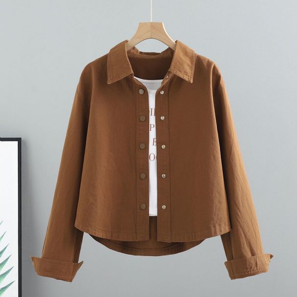 K Short Denim Jacket; New Loose, Versatile Long-sleeved High-grade Shirt For Women; Stylish Top. No Inner Garment_ecoleips.com