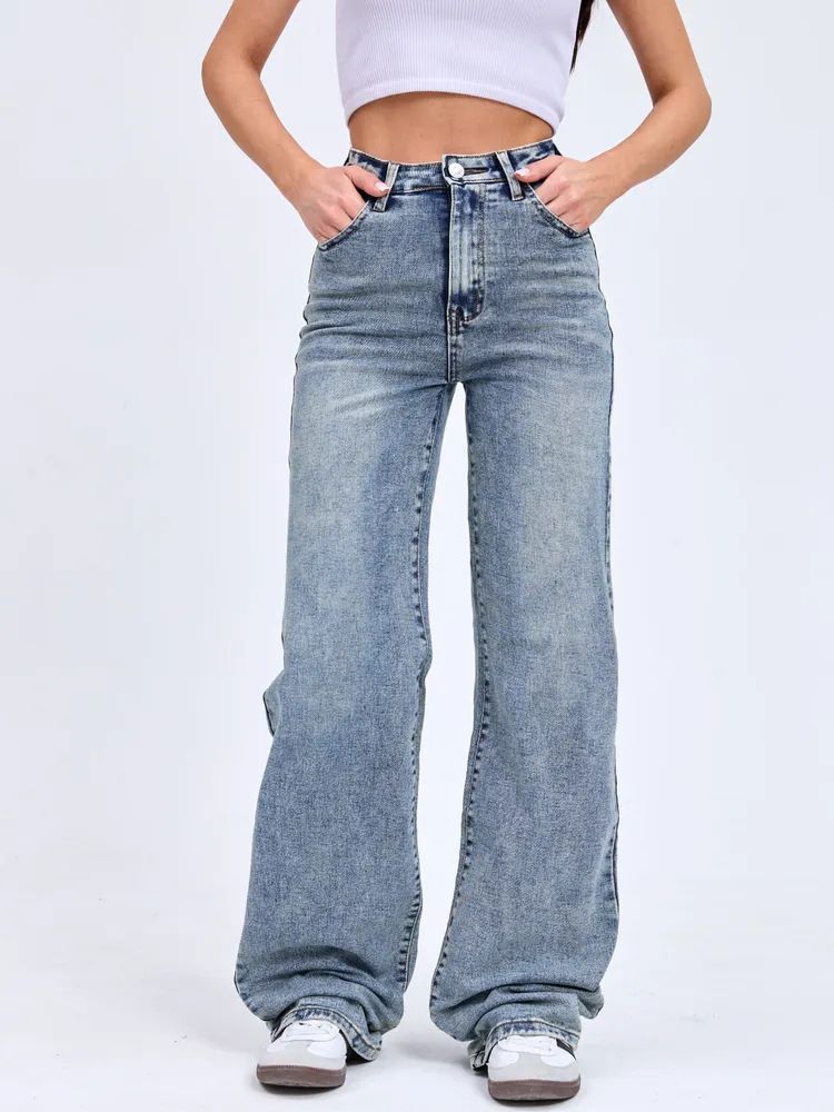 Women's Stretch Denim Jeans - High Waist Slim Fit, Classic Blue, Comfortable Cotton Blend For Spring & Fall (Sizes 25-32)_ecoleips.com