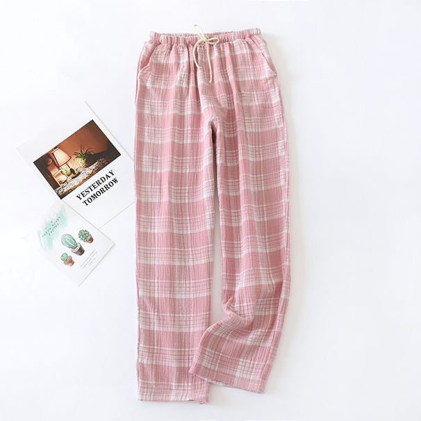 Fdfklak New Plaid Cotton Ladies Pajama Pants Pyjama Trousers Women Sleep Bottoms Lounge Wear Sleep Pants Spring Summer Q1311_ecoleips.com