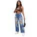 Women's Clothing Women's High-Waisted Ripped Jeans High Elasticity Loose Straight Leg Fashion Denim For Formal & Casual For Women_ecoleips.com