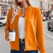 Women's Long Sleeved Cardigan Solid Color Zipper Decorative Jacket Hot Selling_ecoleips.com