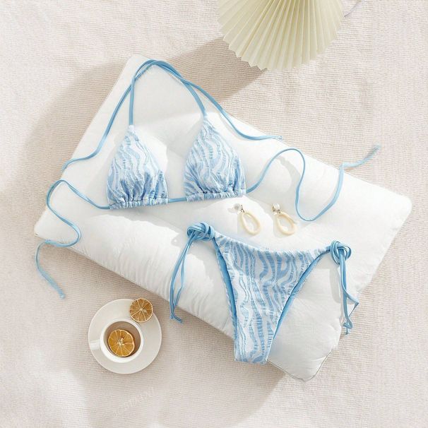 European And American Style Women's Bikini Set Special Fabric Water Ripple Swimwear Sexy Lace-Up Design New 2026_ecoleips.com