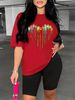 Summer Women's Casual Fashion Heart-shaped Printed Loose T-shirt Shorts Two-piece Set Set Summer Sportswear Suitable For Daily Wear-191_ecoleips.com