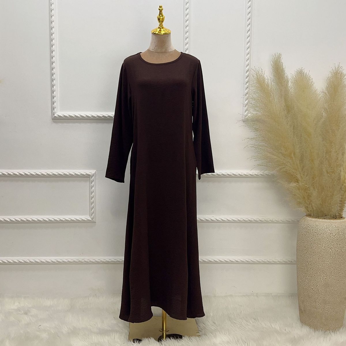 New Hot Sale Solid Color Casual Loose Elegant Dress Robe_ecoleips.com