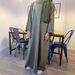Middle Eastern Muslim Women's Clothing, Solid Color Robe, Arabian Round Neck, Loose Fit, Slimming, With Buttons And_ecoleips.com
