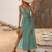 2022 European And American Cross-border Summer New Women's Camisole Dress, Sexy Backless V-neck Floral Tie Dress_ecoleips.com