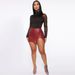 ng2510292 Wish European And American Women's Cross-Border High Waist Bodycon Short Nightclub PU Zipper Sexy Black_ecoleips.com
