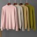 Women's Thickened Semi High Collar Woolen Fleece Lined Sweater Autumn Winter Fashion Top Cross Border Style_ecoleips.com