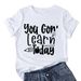 European And American Cross-border Foreign Trade Clothing, Teacher's Day Themed Round-neck Printed Women's Short-sleeve_ecoleips.com