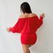 Women's Off-Shoulder Bodycon Skirt Sexy Fashionable Solid Color Short Skirt Long Sleeved Dress For Autumn Winter_ecoleips.com