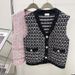 Women's Clothing Loose Sweater Vest Women's New Knitted Cardigan Vest Gold Thread Single Breasted Sleeveless Vest_ecoleips.com