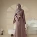 Dubai Elegant Solid Color Muslim Abaya Belt Two-Piece Set_ecoleips.com