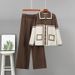Women's Loose Knitted Cardigan Two Piece Set European American Style Autumn Winter Fashion Casual Suit Contrast Lapel_ecoleips.com