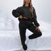 2025 European American Spring And Autumn Solid Color Round Neck Pullover Pants Women's Fashion Casual Long Sleeve_ecoleips.com