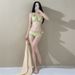 Thai Ginger Yellow Floral Three Piece Bikini Set For Women Sexy Style Swimsuit Regular Fit For Island Vacations And Hot Springs_ecoleips.com