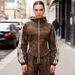 Women's Clothing New Fashion Loose Letter Hooded Knitted Jacket Jeans Two Piece Suit_ecoleips.com