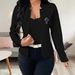 Women's Clothing Heart Print Suit Jacket Casual Elegant Fashion American Style Spring Summer Black White Long Sleeve Blazer_ecoleips.com