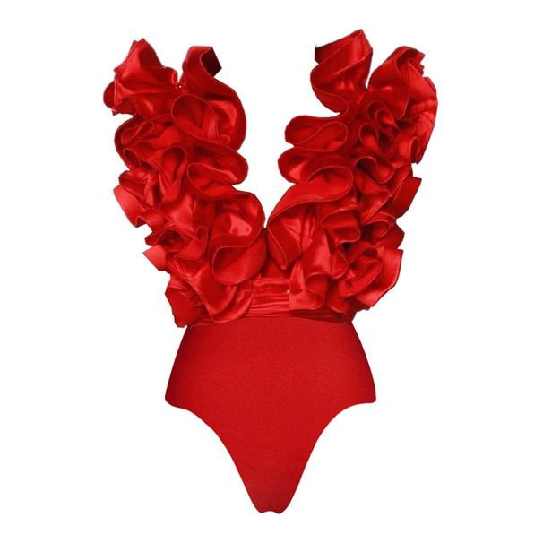 Women's Clothing V-Neck One-Piece Swimsuit Floral Belt Swimwear Two-Piece Set_ecoleips.com