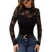 European American Cross-border 2026 Autumn And Winter New Fashion Lace Splicing Long-sleeve Small Stand-up Collar_ecoleips.com