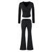 Women's European American Style Fashion Knitwear T-Shirt Set Spring Cross Decorated Wholesale Clothing_ecoleips.com