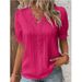 Women's Clothing Fashion Hollow Short-Sleeved Dress Shirt Summer Vacation Top_ecoleips.com