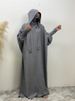 Ramadan Islamic Clothing Wrinkle Polyester Hoodie Abaya Dress With Undercap Muslim Women Abaya Hoodie Causal Dresses Eid_ecoleips.com