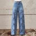 Women's Clothing Women's 3D Digital Printed Faux Denim Wide Leg Pants Flared Slim Fit Versatile Bottoms For Formal & Casual For Women_ecoleips.com