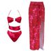 Women's Clothing Swimwear New Retro Color Printed Multi Rope Hollow Sexy One Piece Swimsuit Women Half Body One Piece Wrap Skirt Set_ecoleips.com