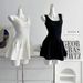 Pure White Knitted Camisole Dress Hollow Out Jacquard Alluring Style Waist Cinching Vest Skirt Summer New_ecoleips.com