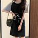 Summer Loose Japanese-style Cartoon Line Bear Cute Print Women's And Pregnant Women's Fashionable And Casual Round-neck Dress_ecoleips.com