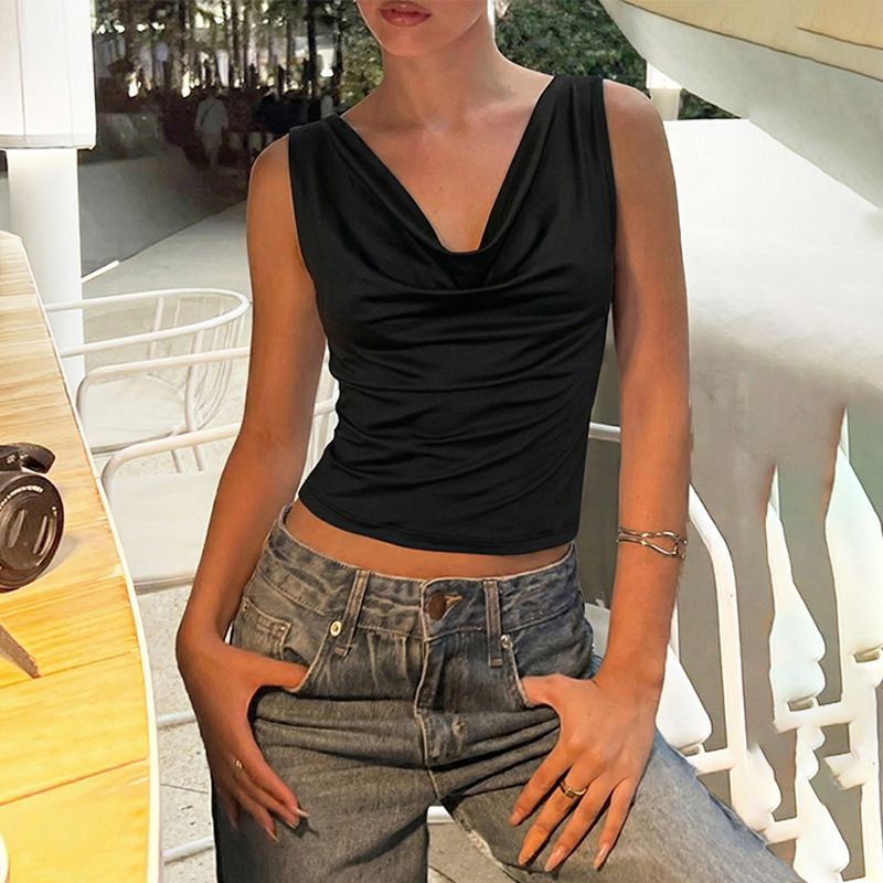 French-style Deep V Slim-fit Tank Top Women, 2025 New Fashion Sexy Backless Lace-up Top, Wholesale For Foreign Trade_ecoleips.com