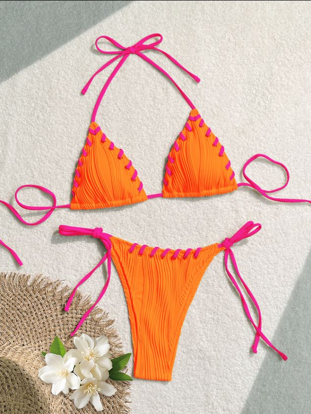 Women's Clothing Swimsuit Women's Sexy Solid Color Bikini Sling Briefs Bikini Ladies Beach Vacation Ins Swimsuit_ecoleips.com