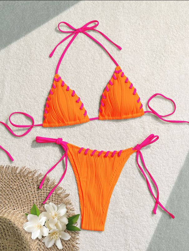 Women's Clothing Swimsuit Women's Sexy Solid Color Bikini Sling Briefs Bikini Ladies Beach Vacation Ins Swimsuit_ecoleips.com