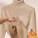 Women's High Neck Fleece-Lined Sweater - Winter Warm Soft Knit Pullover, Elegant Slim Fit, Long Sleeve Thermal Top For Fall & Winter_ecoleips.com