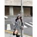 women's fur coat – oversized lapel winter jacket (light gray/black/white, sxl)_ecoleips.com